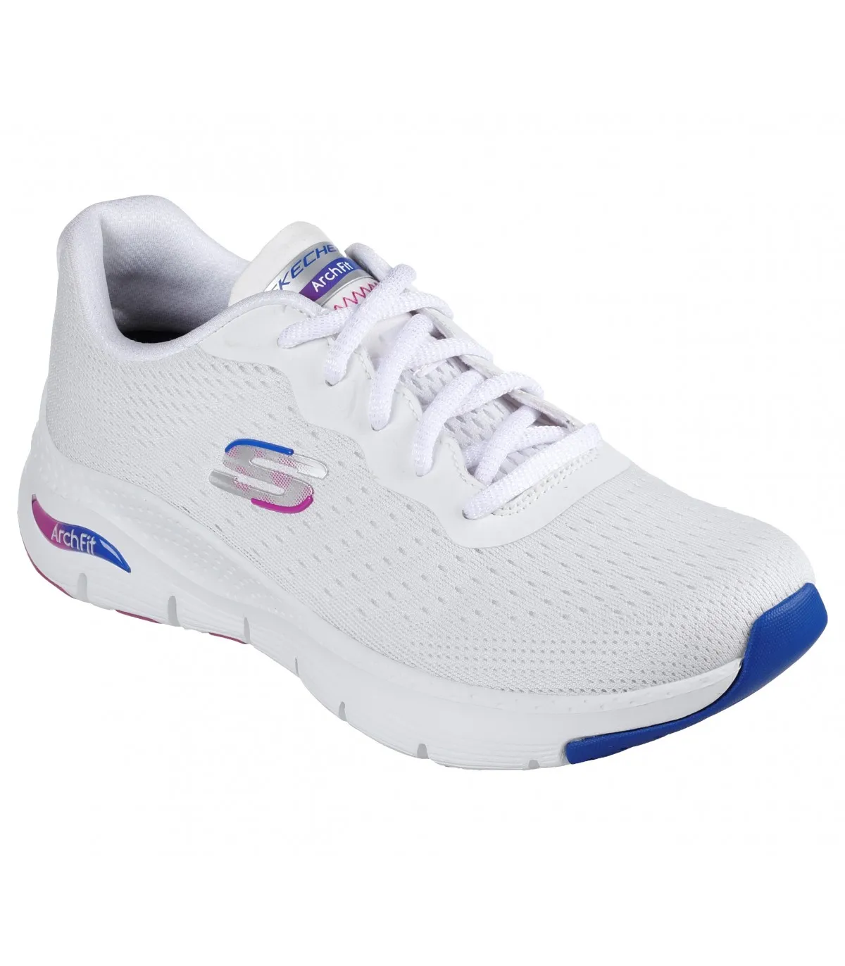 Deportivos de cordones en blanco de mujer