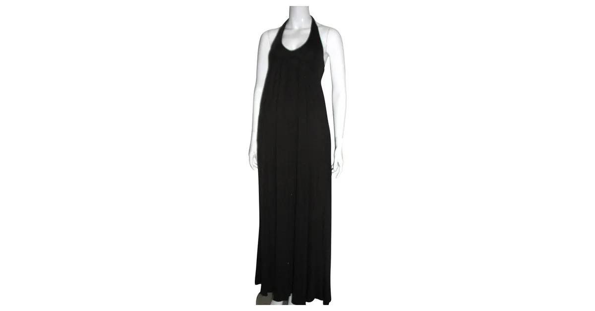 Diane Von Furstenberg Vestido maxi de cuello alto vintage Marrón oscuro 