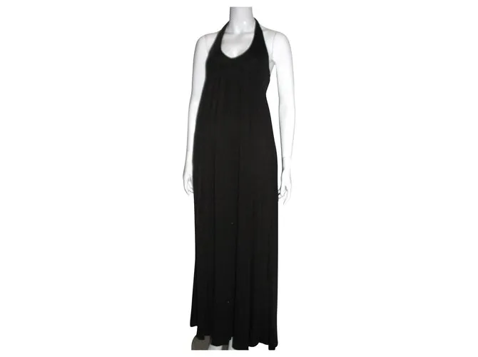 Diane Von Furstenberg Vestido maxi de cuello alto vintage Marrón oscuro 