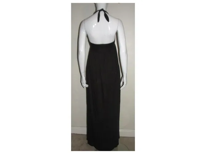 Diane Von Furstenberg Vestido maxi de cuello alto vintage Marrón oscuro 