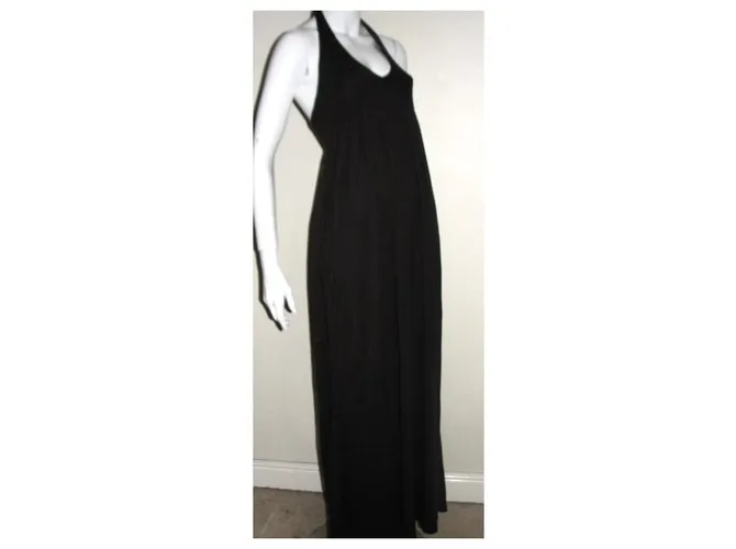 Diane Von Furstenberg Vestido maxi de cuello alto vintage Marrón oscuro 