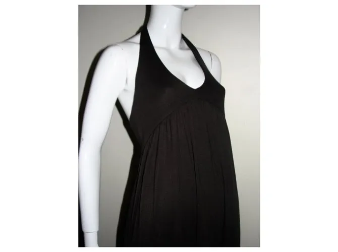 Diane Von Furstenberg Vestido maxi de cuello alto vintage Marrón oscuro 