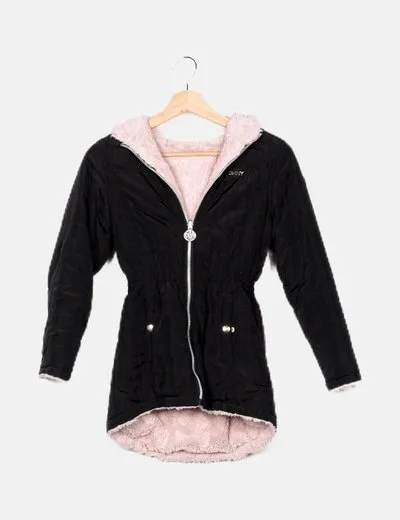 DKNY Abrigo negro reversible
