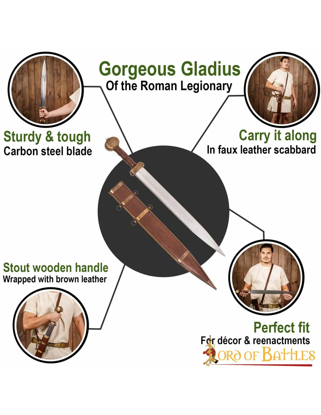 Espada romana tipo gladius vaina de cuero