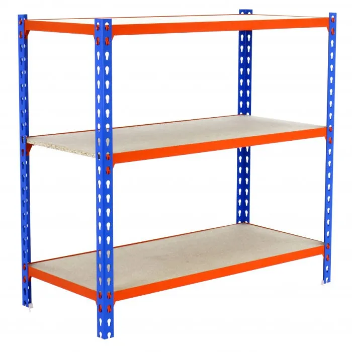 Estantería Metálica Sin Tornillos Kit Maderclick Mini 3/300 900 Azul/Naranja/Madera 3 baldas Simonrack