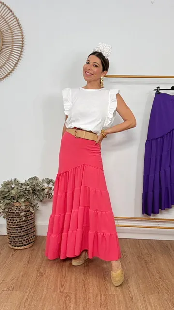 Falda Rociana coral