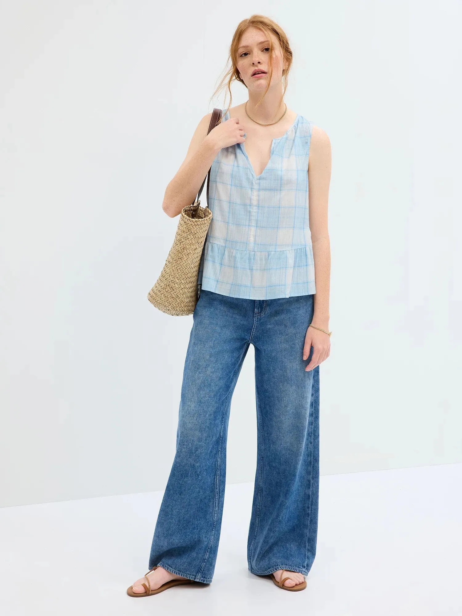 GAP Blusa Gap Sin Manga Mujer Azul