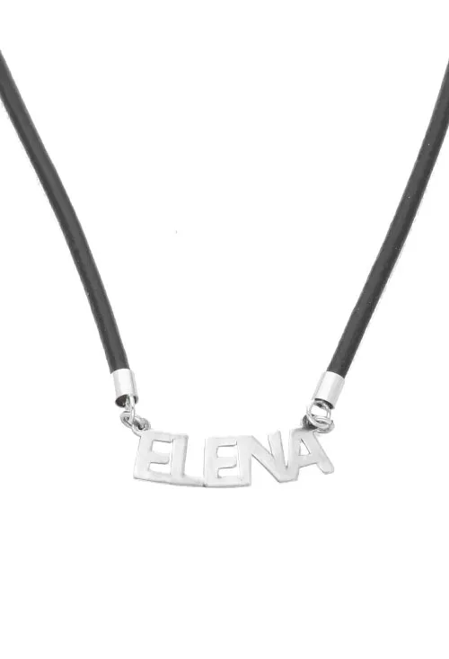 Gargantilla de plata y cuero nombre Elena