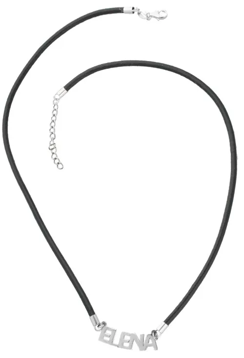 Gargantilla de plata y cuero nombre Elena