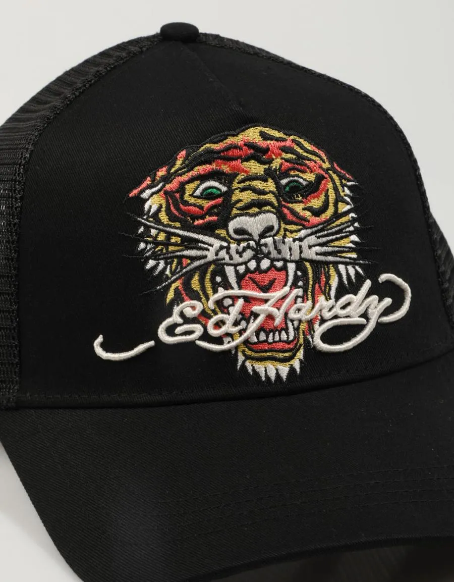  gorra ED HARDY Roar Twill Front Mesh Trucker en Negro 79178