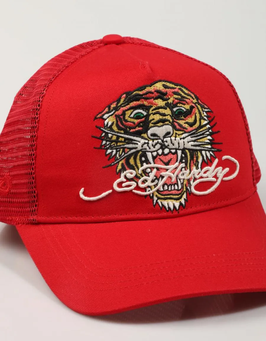  gorra ED HARDY Roar Twill Front Mesh Trucker en Rojo 79179