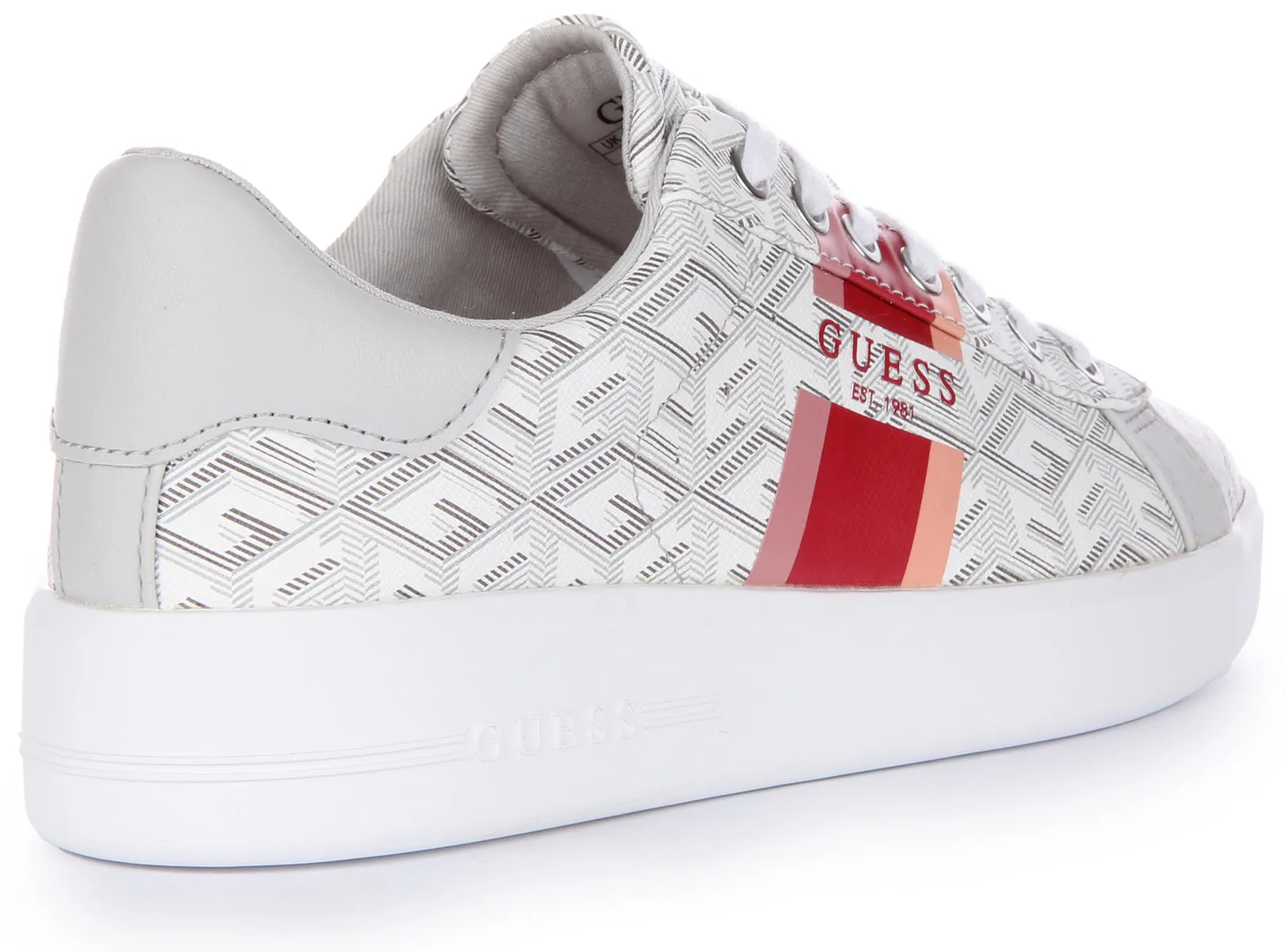 Guess Reyhana Zapatillas con cordones en piel sintética con logo G Cube para mujer en topo