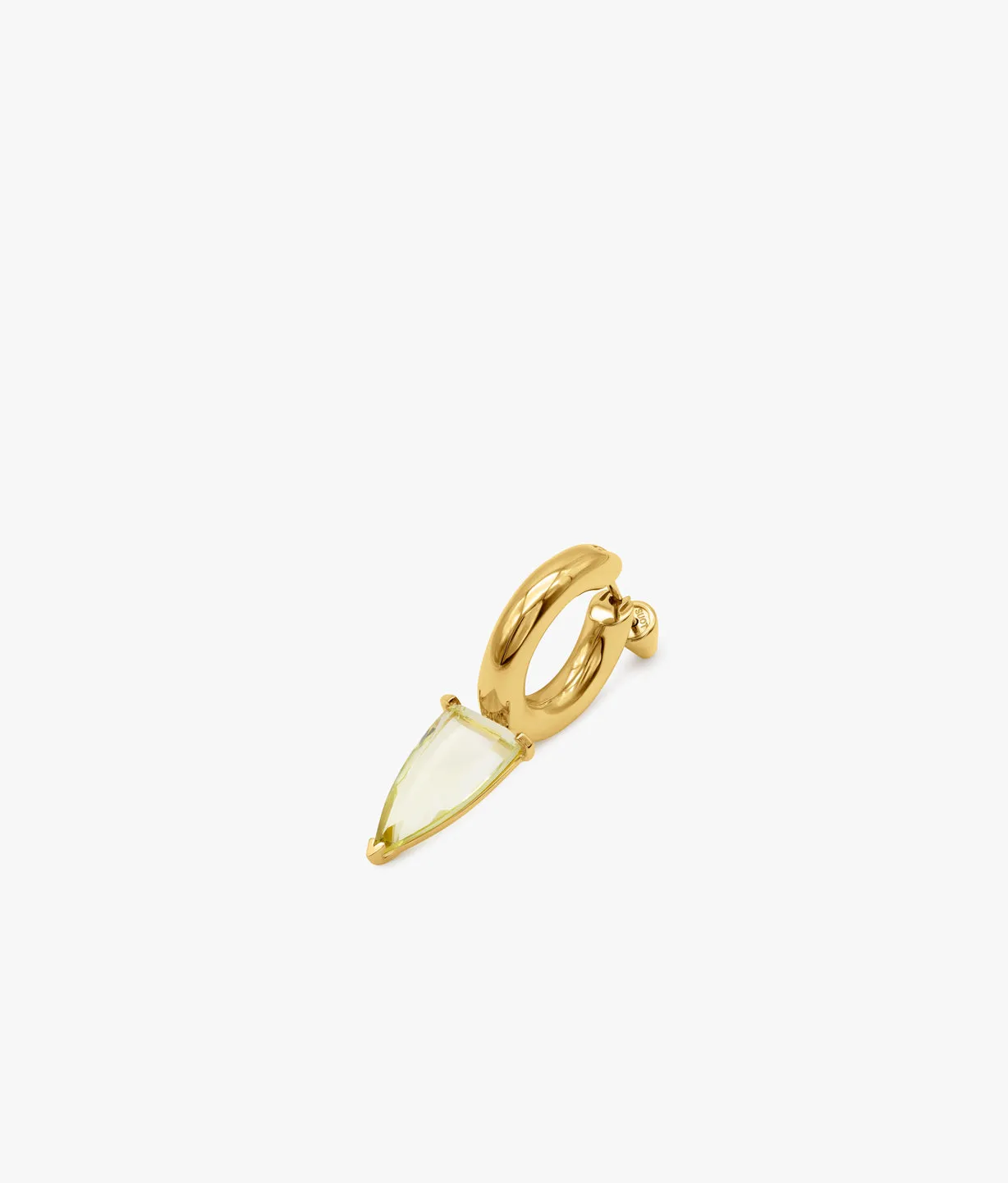 Half Cut Vibrant Lemon Quartz Hoop Earring