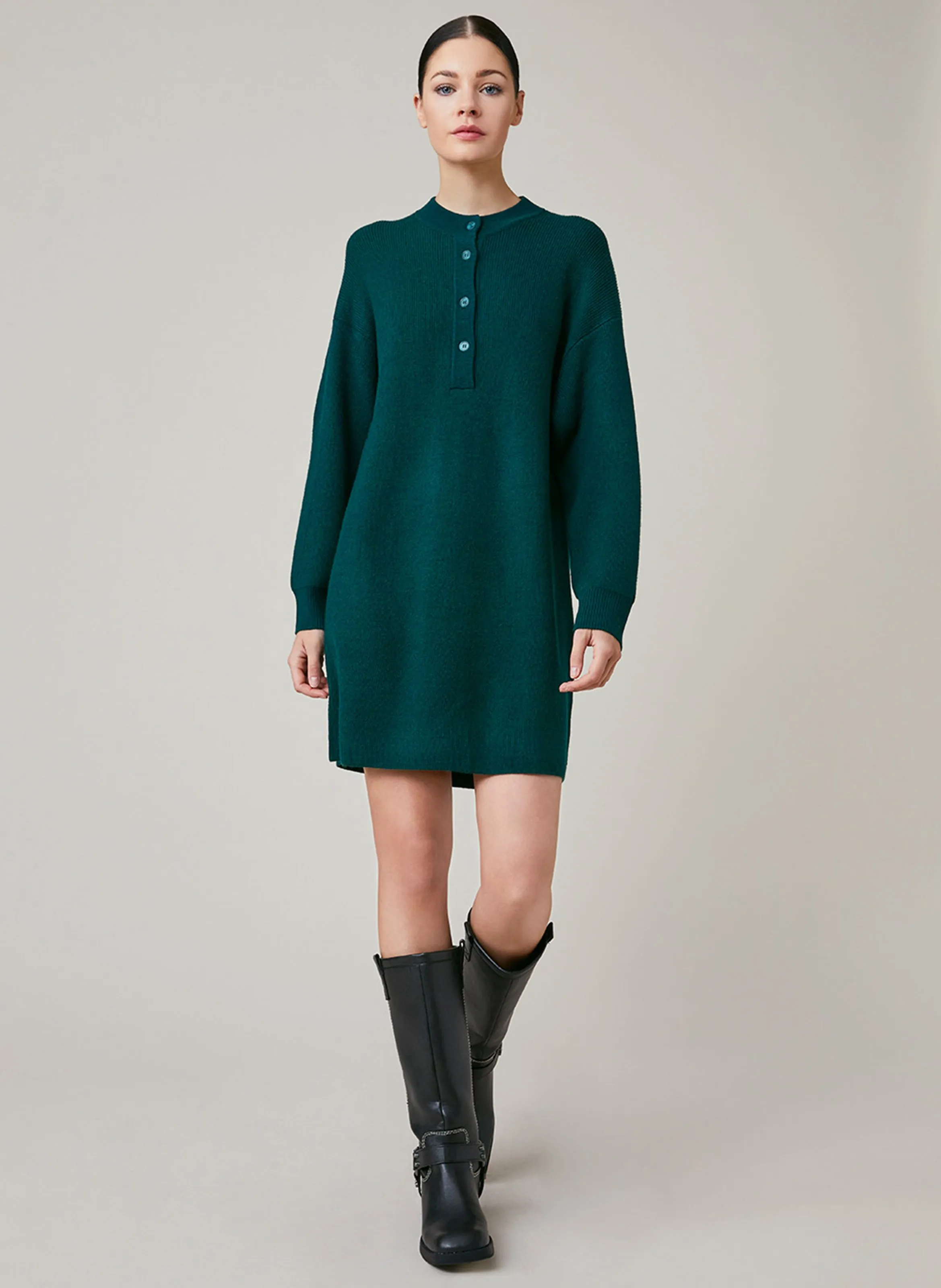 HARRIS WILSON ENOIS  VESTIDO TIPO JERSEY CORTO DE MEZCLA DE LANA EN VERDE
