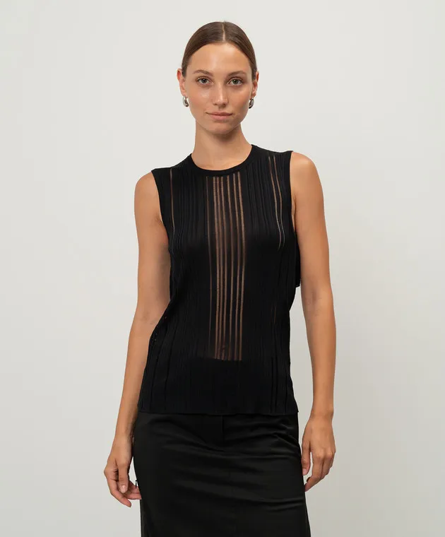 Helmut Lang Black top with a figured neckline