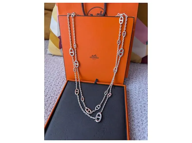 Hermès Collar Farandole de 160 cm en plata esterlina 925 con caja Hardware de plata 