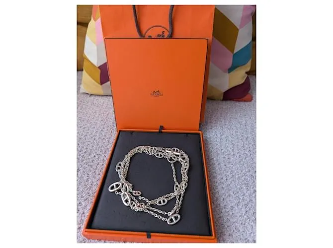 Hermès Collar Farandole de 160 cm en plata esterlina 925 con caja Hardware de plata 