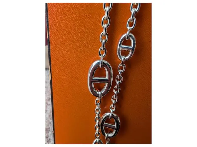 Hermès Collar Farandole de 160 cm en plata esterlina 925 con caja Hardware de plata 