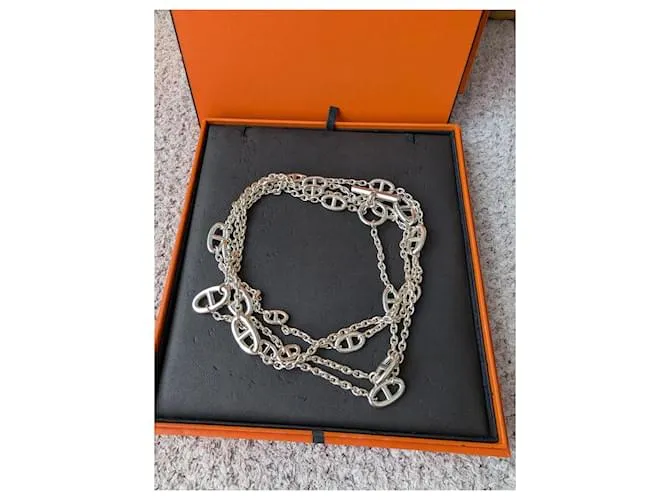 Hermès Collar Farandole de 160 cm en plata esterlina 925 con caja Hardware de plata 