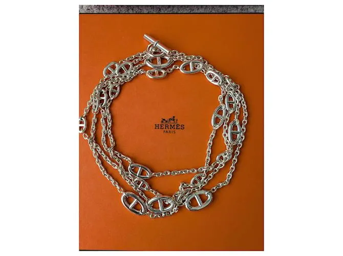 Hermès Collar Farandole de 160 cm en plata esterlina 925 con caja Hardware de plata 