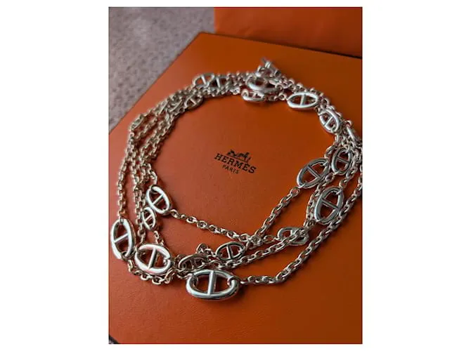 Hermès Collar Farandole de 160 cm en plata esterlina 925 con caja Hardware de plata 