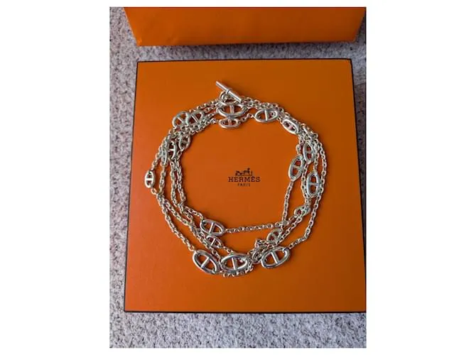 Hermès Collar Farandole de 160 cm en plata esterlina 925 con caja Hardware de plata 