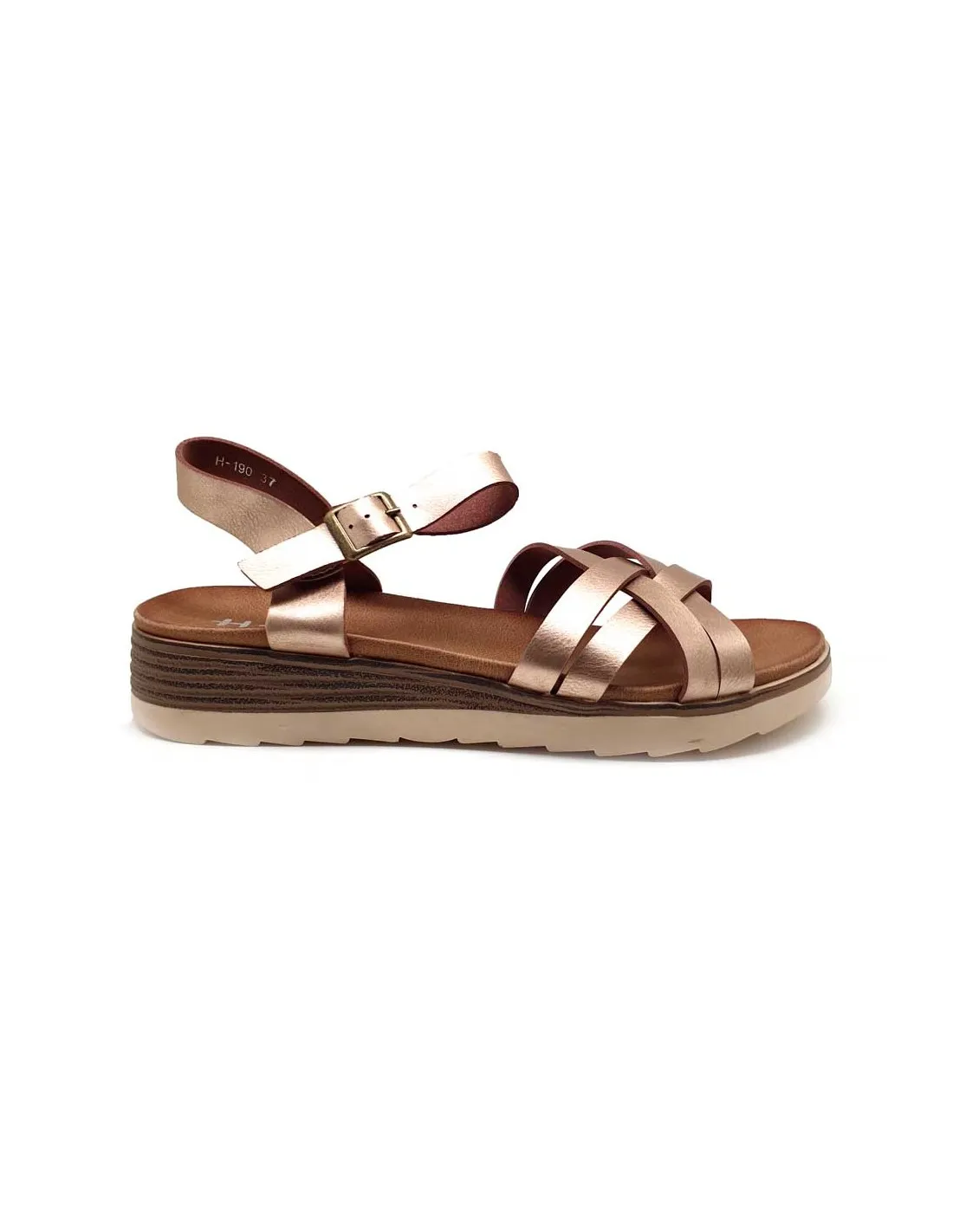 HF SHOES SANDALIA MUJER DE CUÑA Y TIRAS H190GOLD
