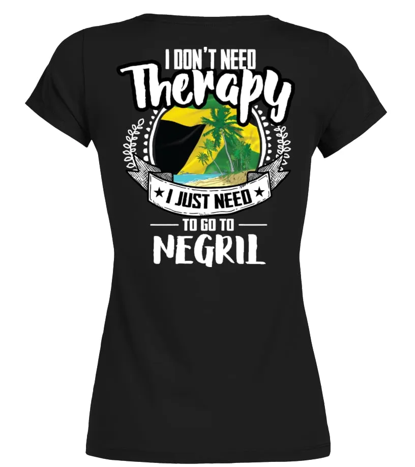  I DON'T NEED THERAPIE NEGRIL  STICKER TSHIRT   CAMISETA CUELLO REDONDO MUJER