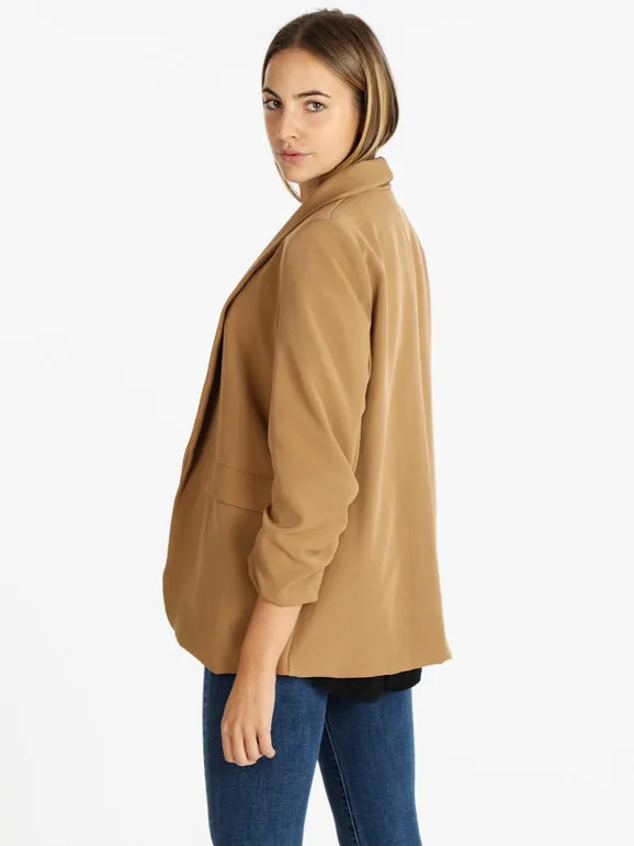 Insta Firenze Blazer de mujer abierta con mangas fruncidas