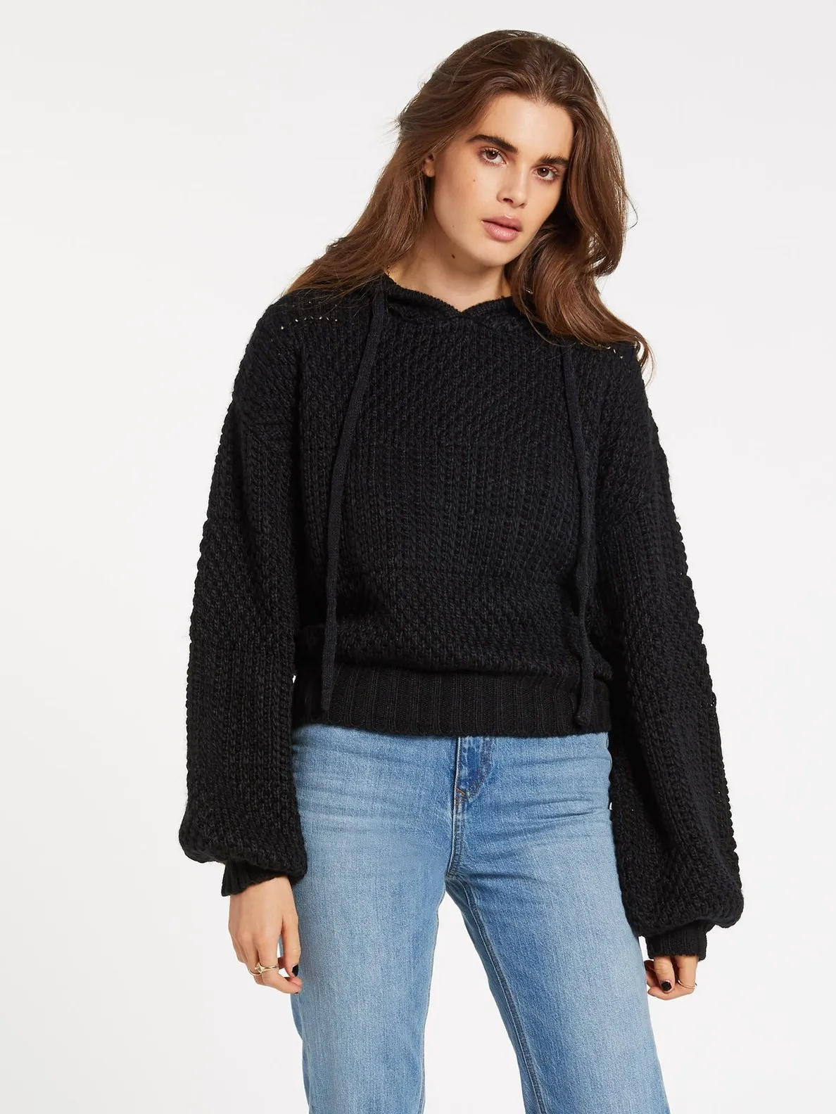 Jersey volcom Mujer con capucha STONEY BEACH SWEATER – BLACK Ref. B0732005 Negro oversize