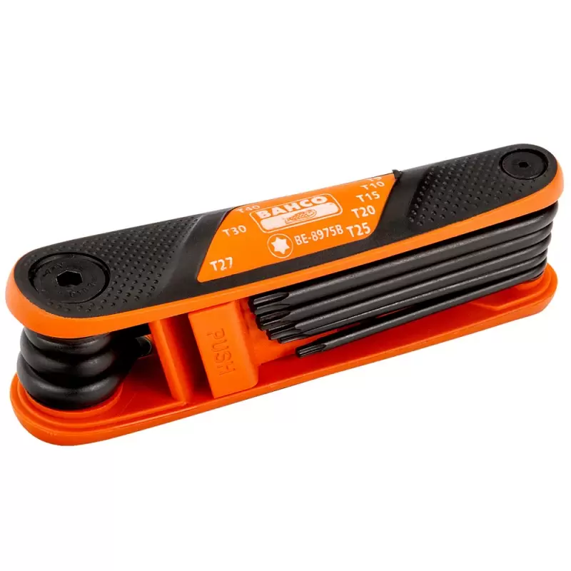 JUEGO DE LLAVE ALLEN HEXAGONAL TORX TIPO NAVAJA PLEGABLE 8PZAS BE8975B BAHCO