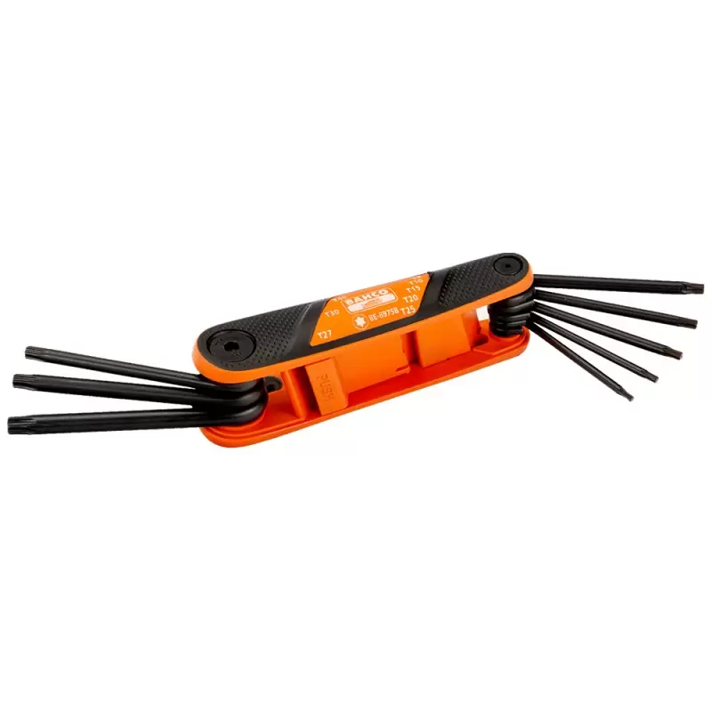 JUEGO DE LLAVE ALLEN HEXAGONAL TORX TIPO NAVAJA PLEGABLE 8PZAS BE8975B BAHCO