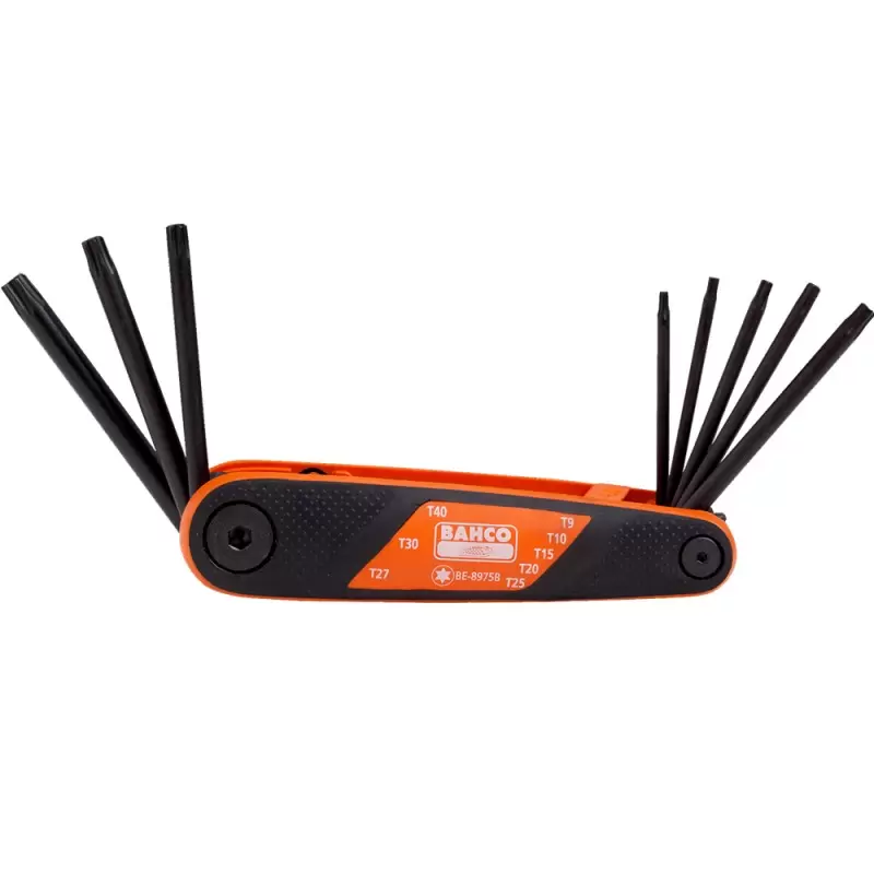 JUEGO DE LLAVE ALLEN HEXAGONAL TORX TIPO NAVAJA PLEGABLE 8PZAS BE8975B BAHCO