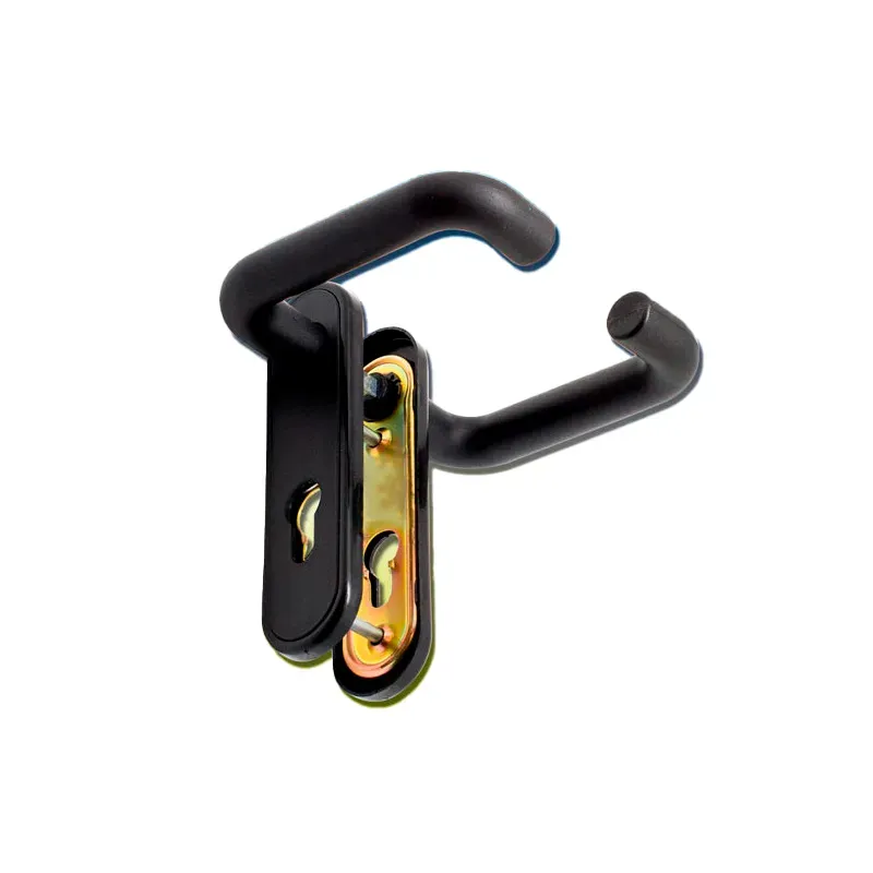 Juego de manillas con placa para puerta cortafuegos con bocallave