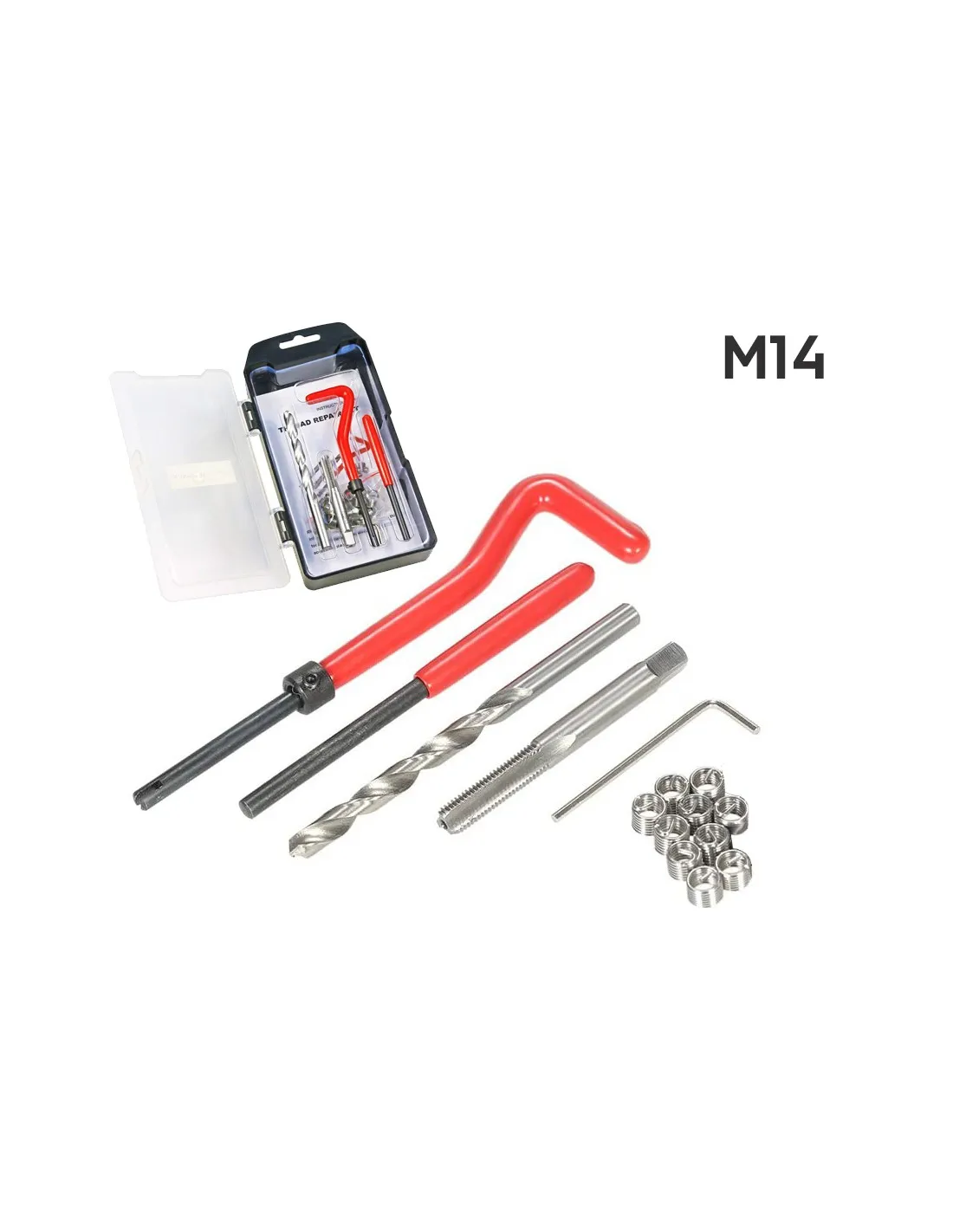 Juego Para Reparar Roscas Con HELICOIL M14 x 1.25 x 12.4mm , 15 Piezas