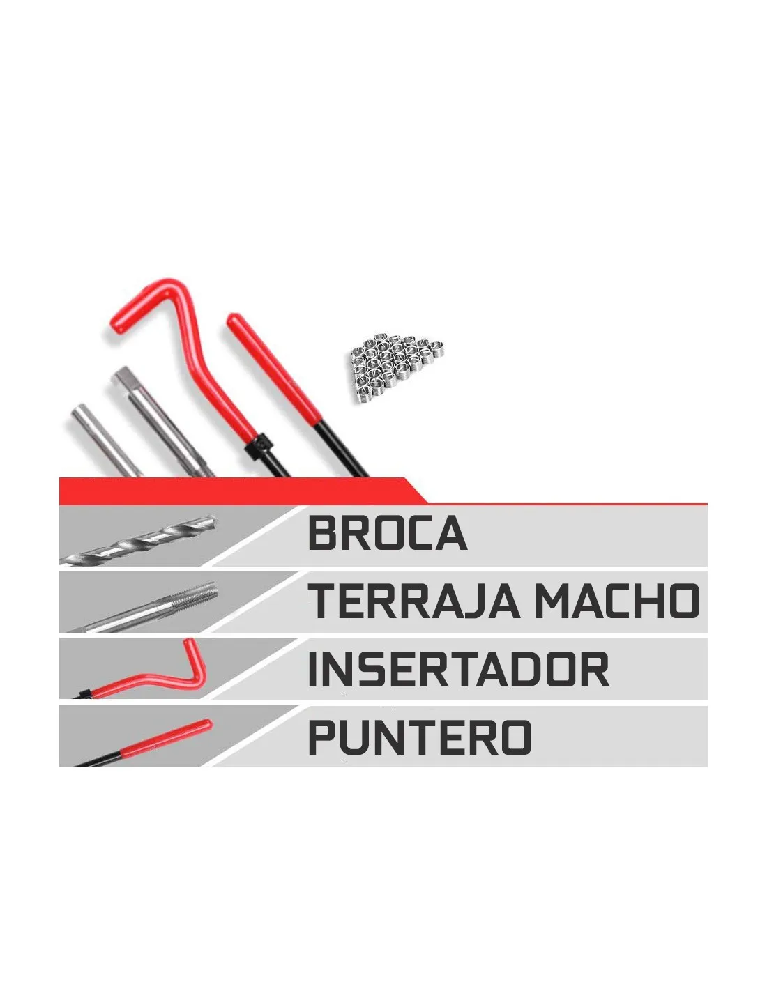 Juego Para Reparar Roscas Con HELICOIL M14 x 1.25 x 12.4mm , 15 Piezas