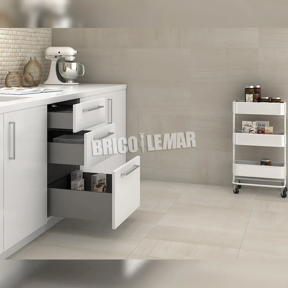 Kit cajón de cocina Concept altura 185mm profundidad 400mm cierre suave acero gris antracita Emuca