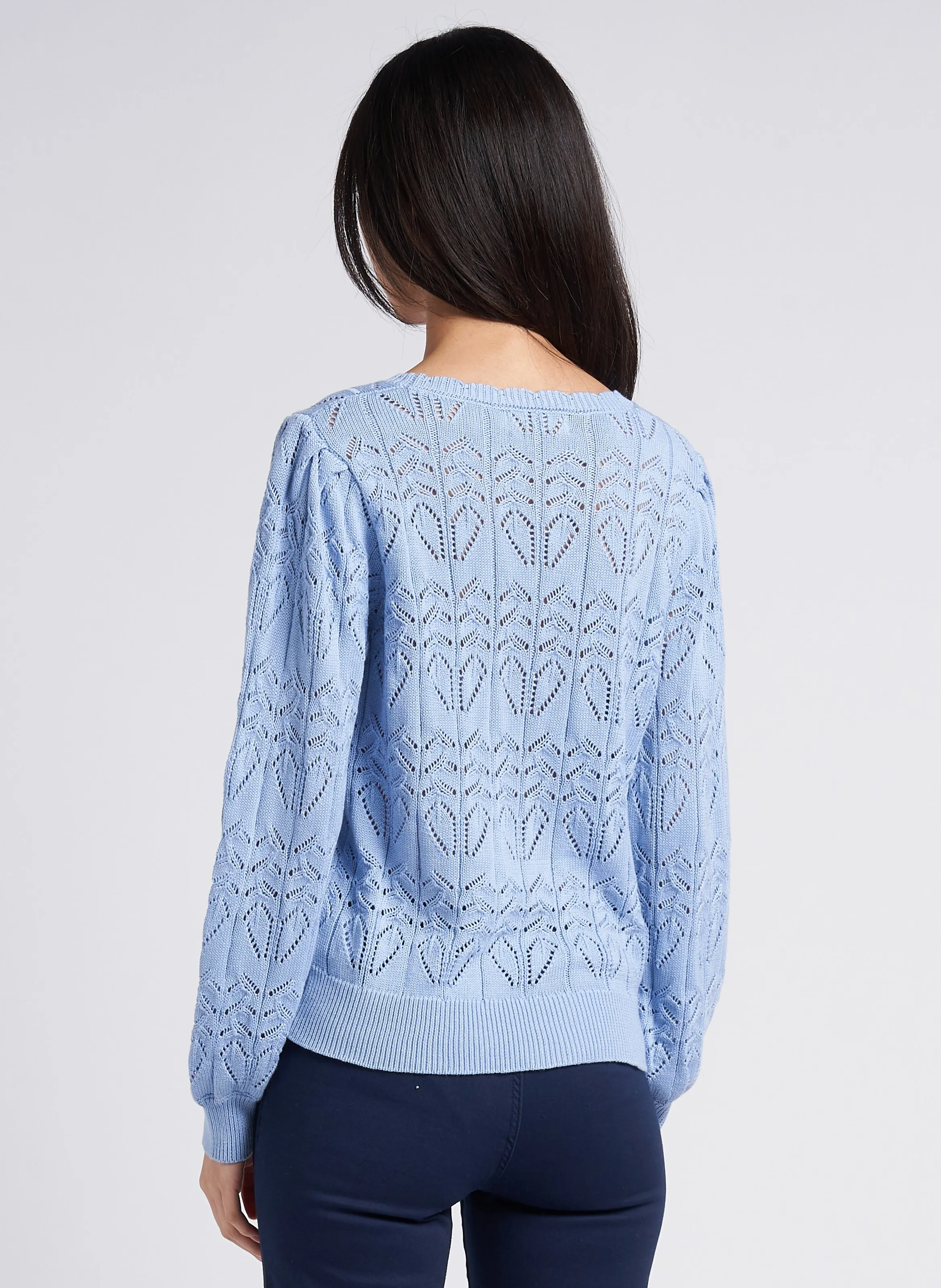 LA PETITE ETOILE MAGY  JERSEY DE MEZCLA DE ALGODóN CON CUELLO BARCO EN AZUL