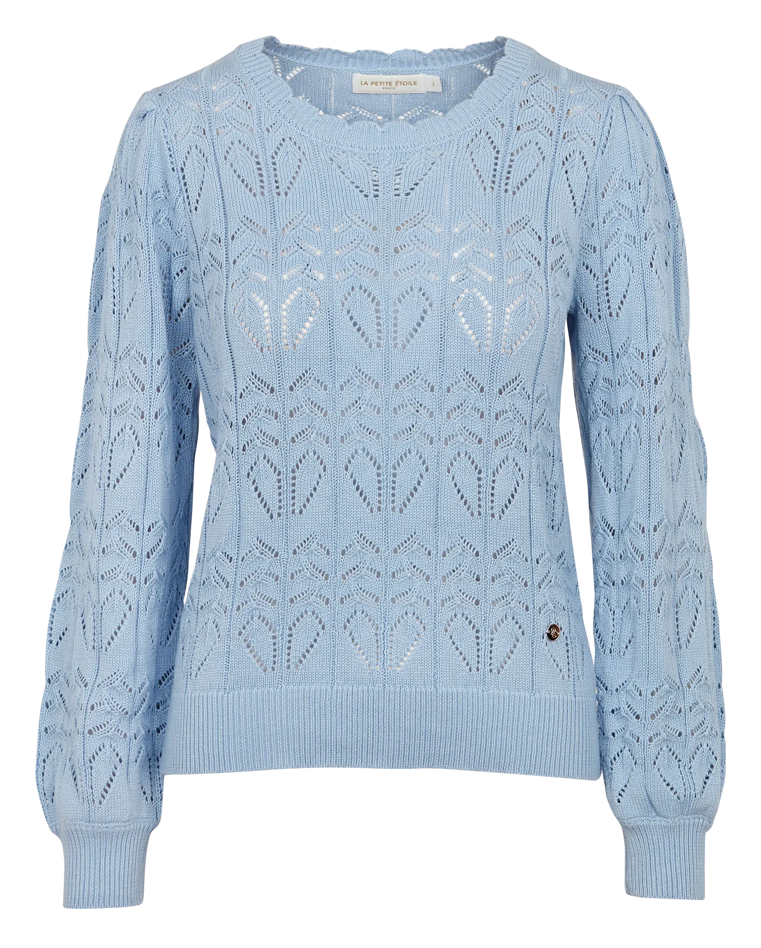 LA PETITE ETOILE MAGY  JERSEY DE MEZCLA DE ALGODóN CON CUELLO BARCO EN AZUL