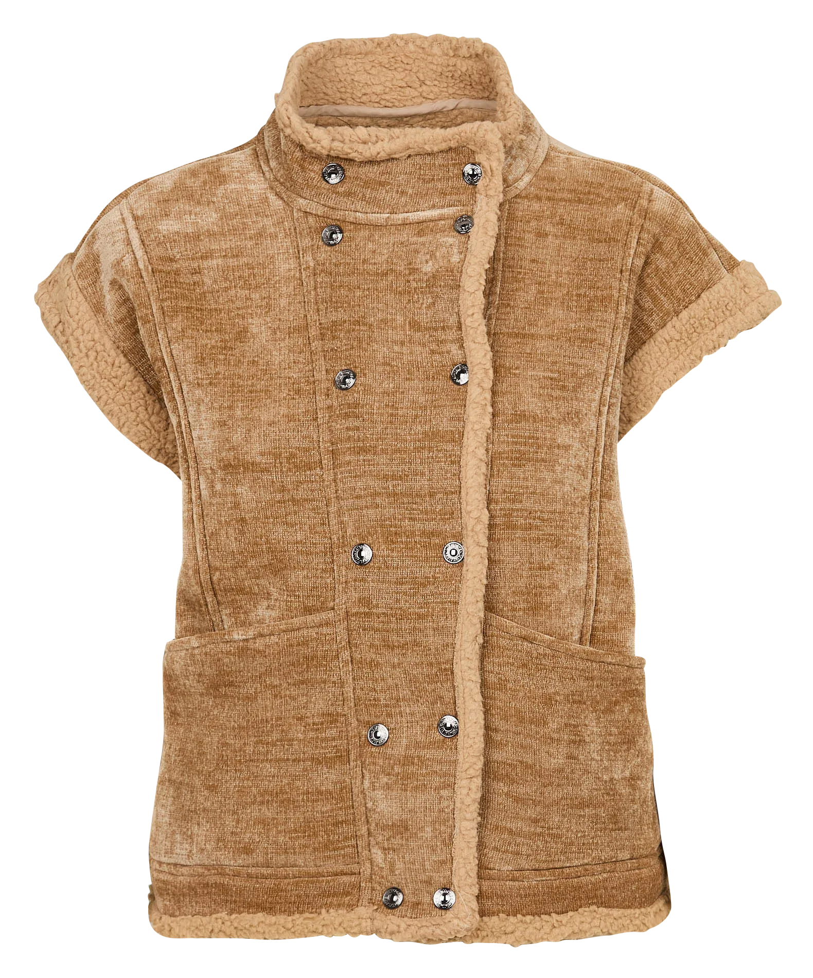 LE TEMPS DES CERISES FUJI  CHAQUETA SIN MANGAS EFECTO BORREGUITO EN MARRON
