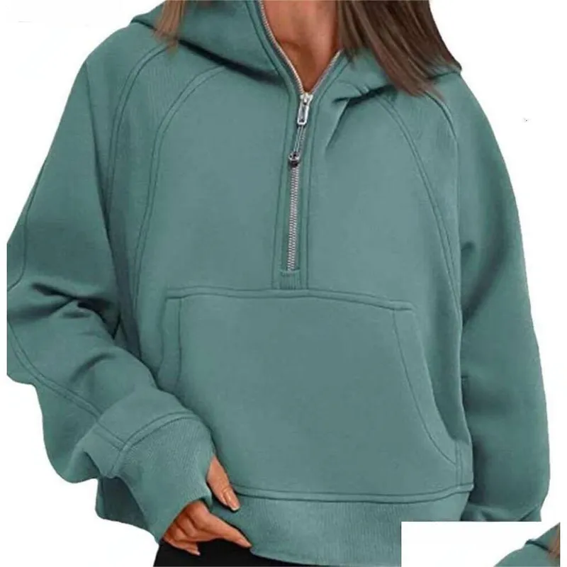 LEMENS43 OTOñO INVIERNO TRAJE DE YOGA BUCEO SUDADERA CON CAPUCHA MEDIA CREMALLERA PARA MUJER SUéTER DEPORTIVO CHAQUETA DE GIMNA