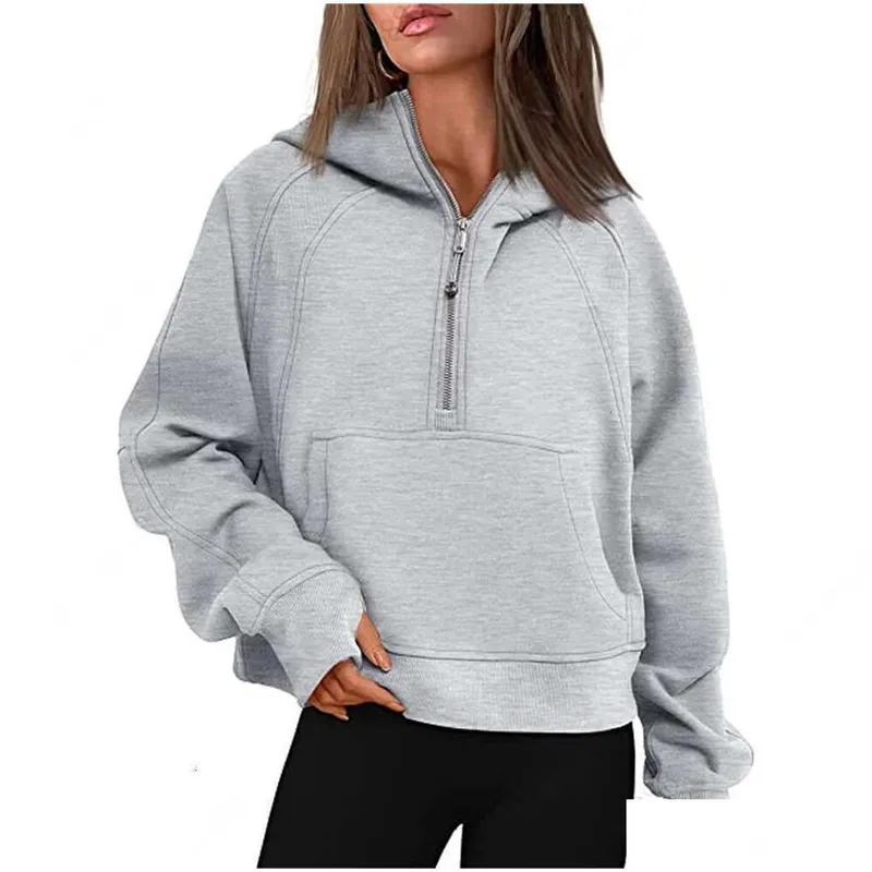 LEMENS43 OTOñO INVIERNO TRAJE DE YOGA BUCEO SUDADERA CON CAPUCHA MEDIA CREMALLERA PARA MUJER SUéTER DEPORTIVO CHAQUETA DE GIMNA