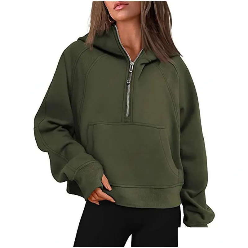 LEMENS43 OTOñO INVIERNO TRAJE DE YOGA BUCEO SUDADERA CON CAPUCHA MEDIA CREMALLERA PARA MUJER SUéTER DEPORTIVO CHAQUETA DE GIMNA