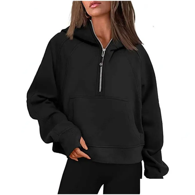 LEMENS43 OTOñO INVIERNO TRAJE DE YOGA BUCEO SUDADERA CON CAPUCHA MEDIA CREMALLERA PARA MUJER SUéTER DEPORTIVO CHAQUETA DE GIMNA