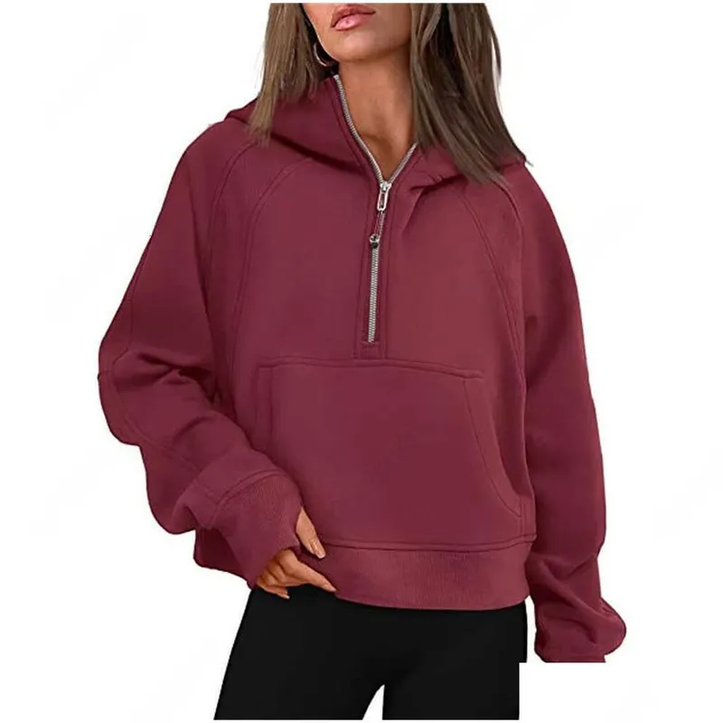 LEMENS43 OTOñO INVIERNO TRAJE DE YOGA BUCEO SUDADERA CON CAPUCHA MEDIA CREMALLERA PARA MUJER SUéTER DEPORTIVO CHAQUETA DE GIMNA