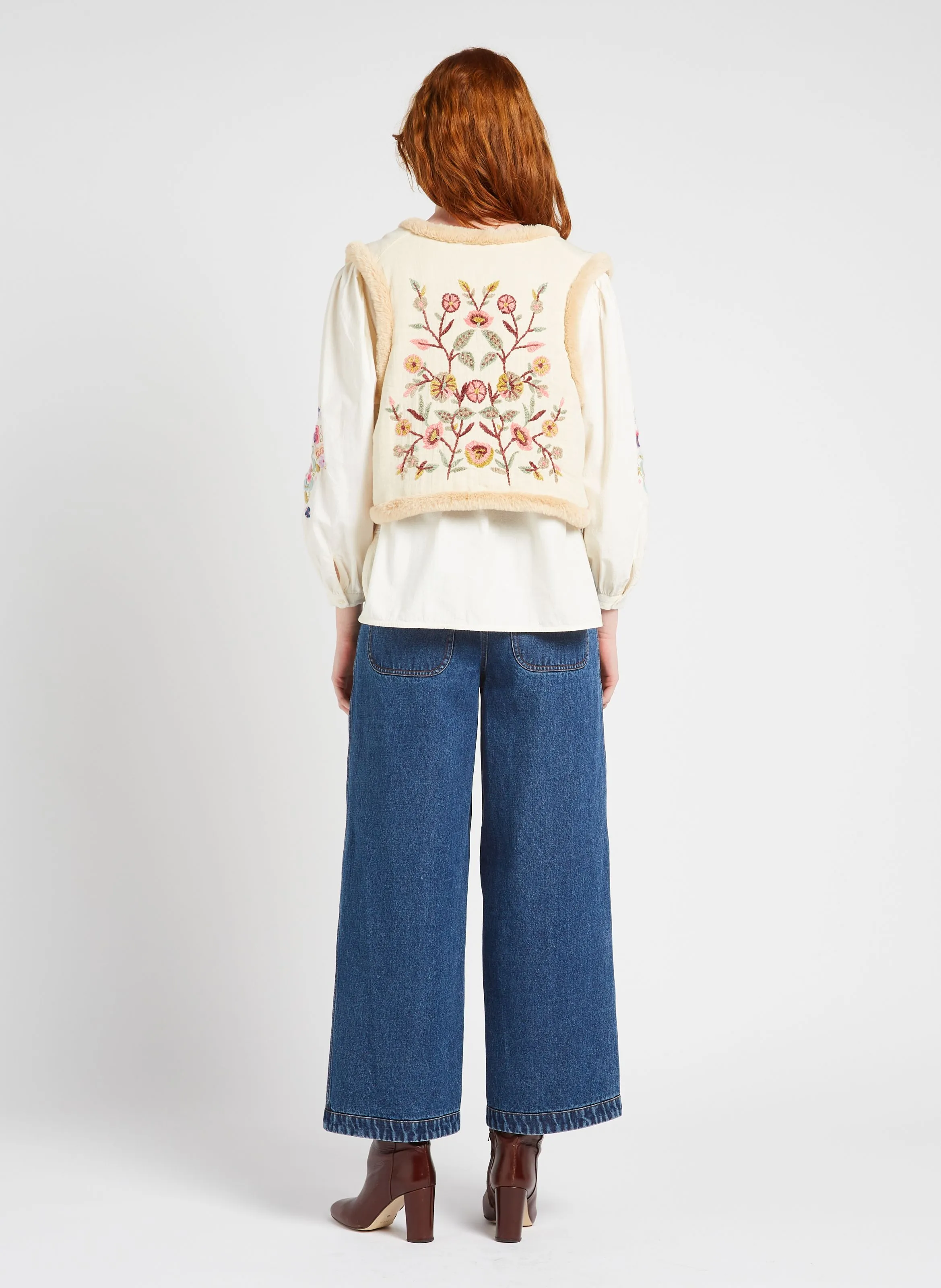 LOUISE MISHA RENEE  CHAQUETA REDONDA BORDADA DE ALGODóN ORGáNICO EN BEIGE