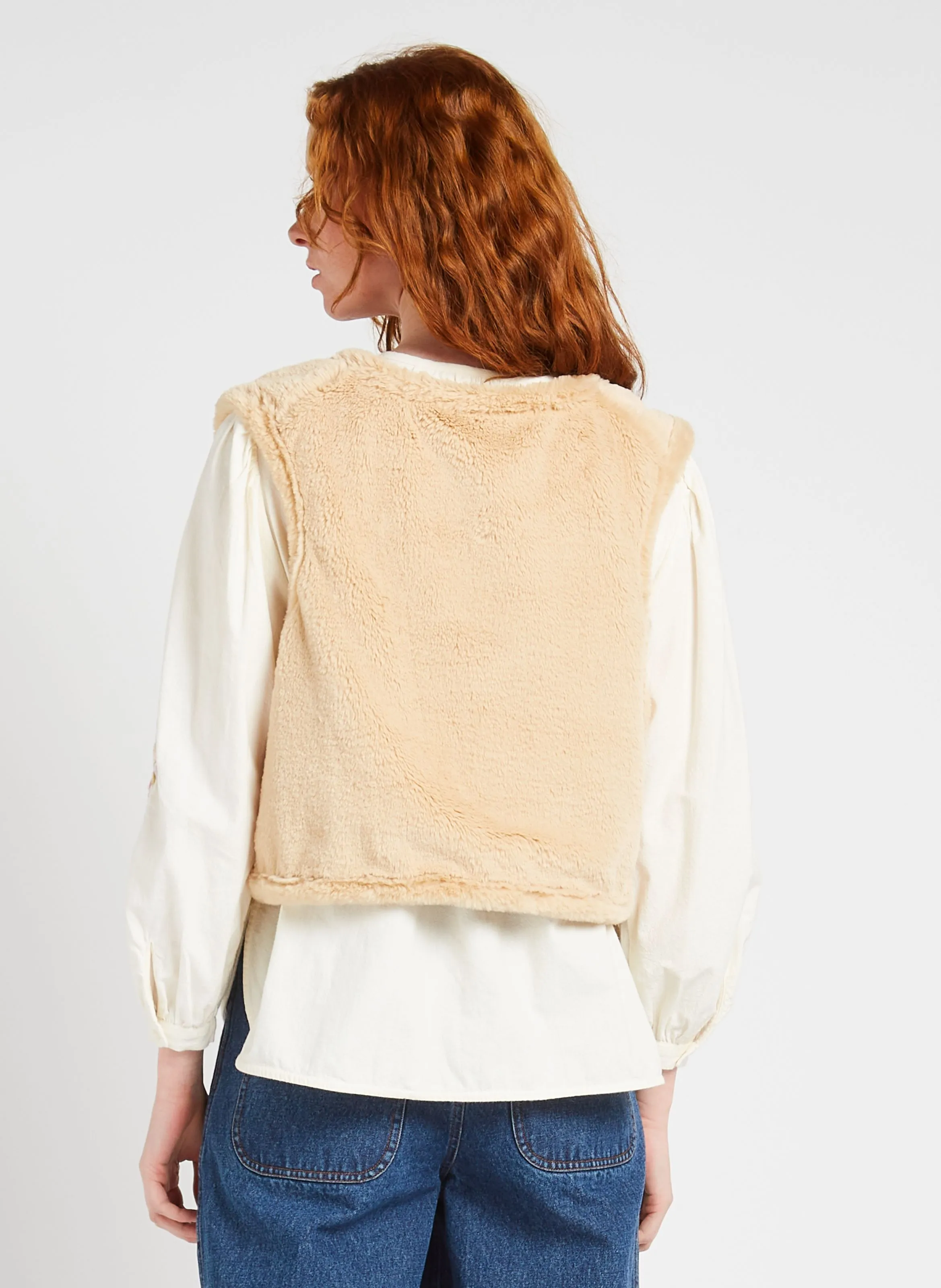LOUISE MISHA RENEE  CHAQUETA REDONDA BORDADA DE ALGODóN ORGáNICO EN BEIGE