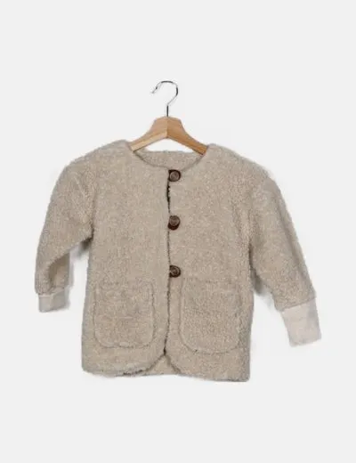 Mango Abrigo beige borrego