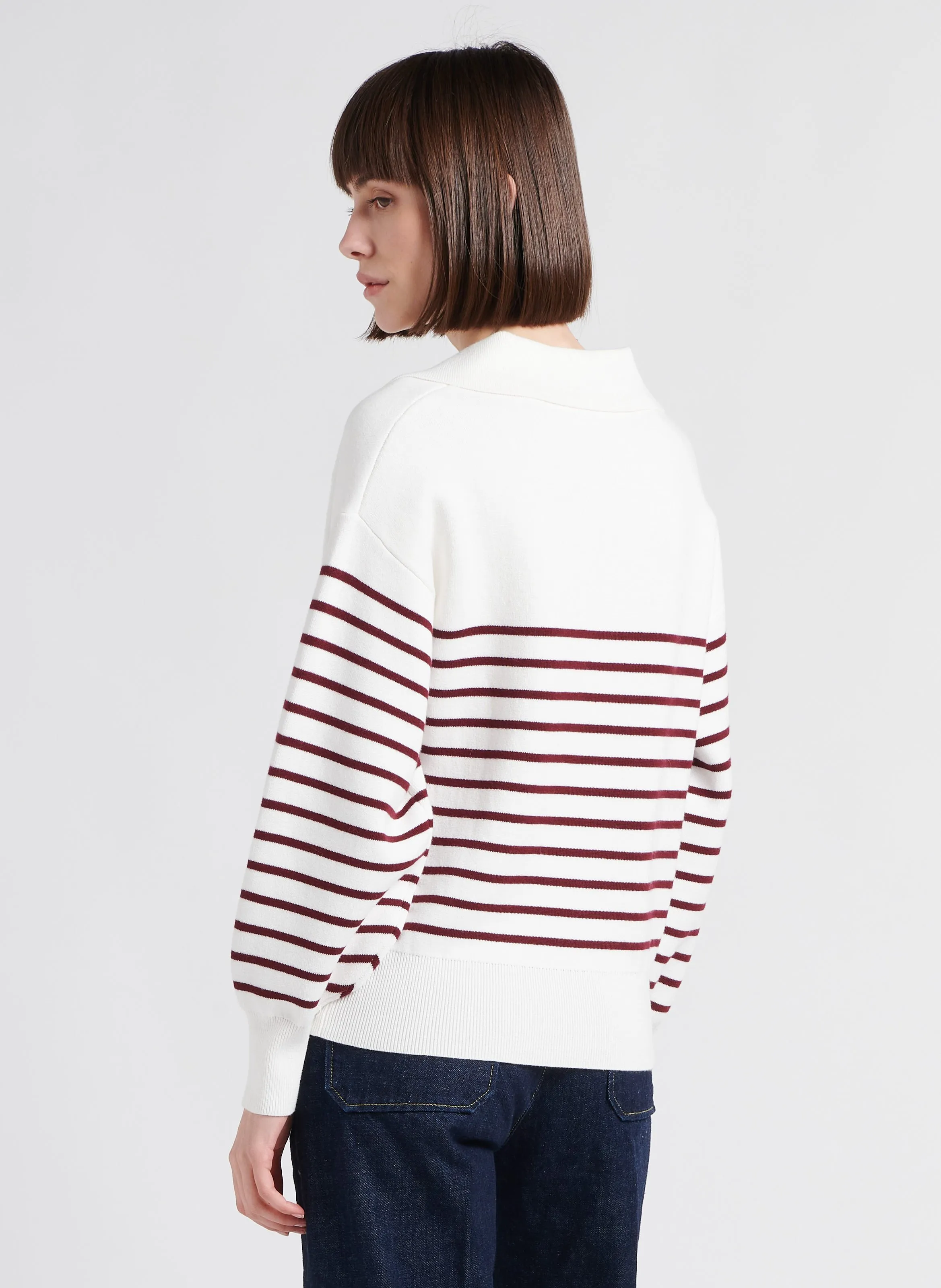 MARIE SIXTINE ANTONELLA  JERSEY CLáSICO DE ALGODóN A RAYAS EN BLANCO