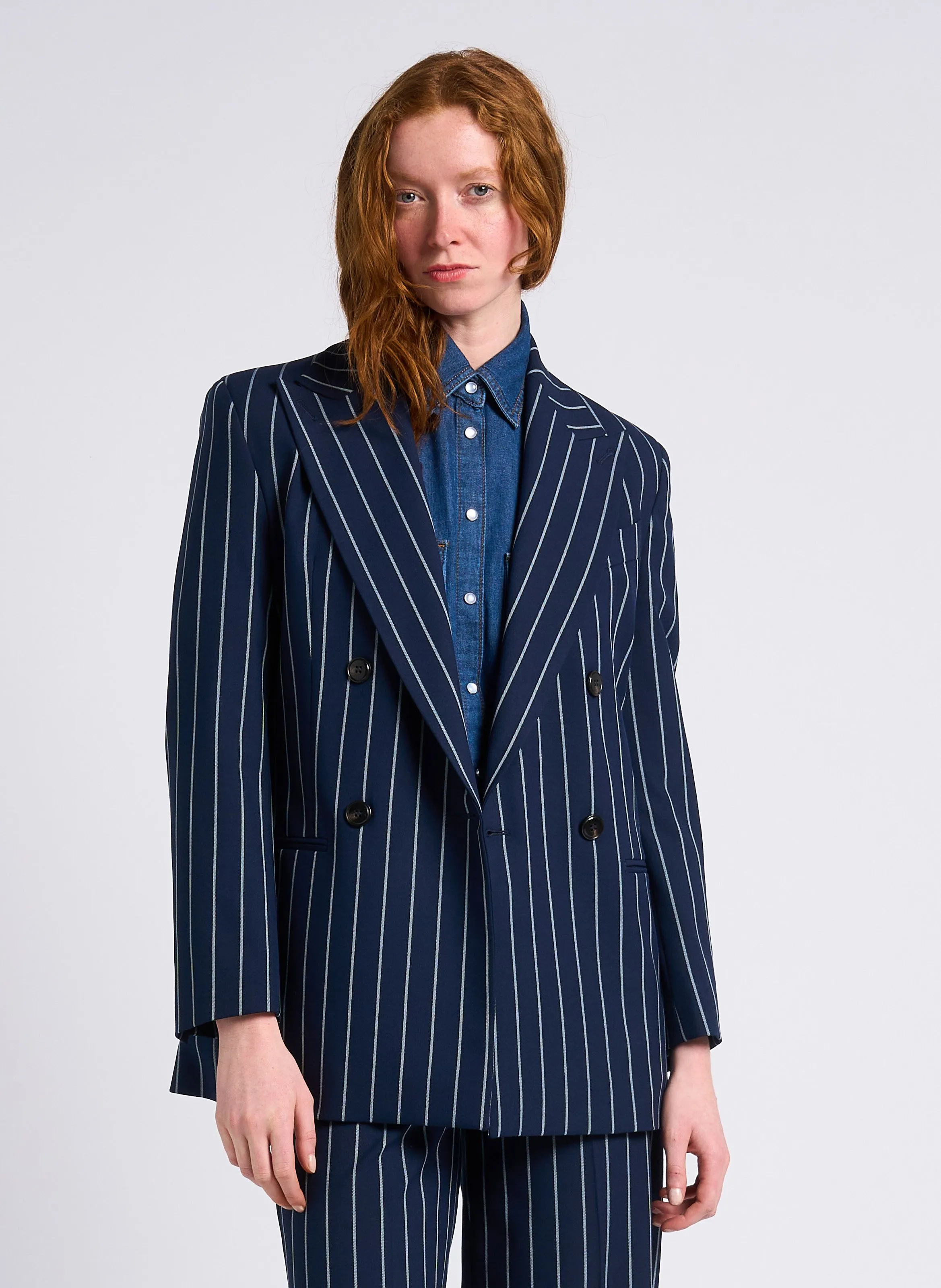 MAX&CO. BONN  CHAQUETA DE SASTRE A RAYAS EN AZUL